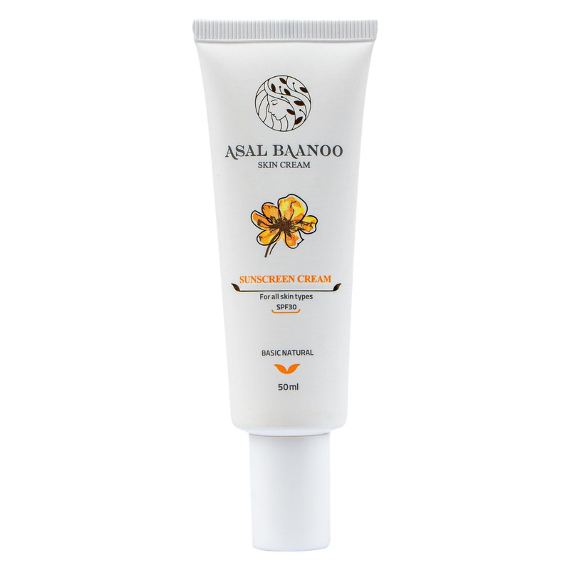 کرم ضد آفتاب بدون رنگ عسل بانو SPF 30 مدل 01 مناسب انواع پوست‌ حجم 50 میلی‌‌لیتر