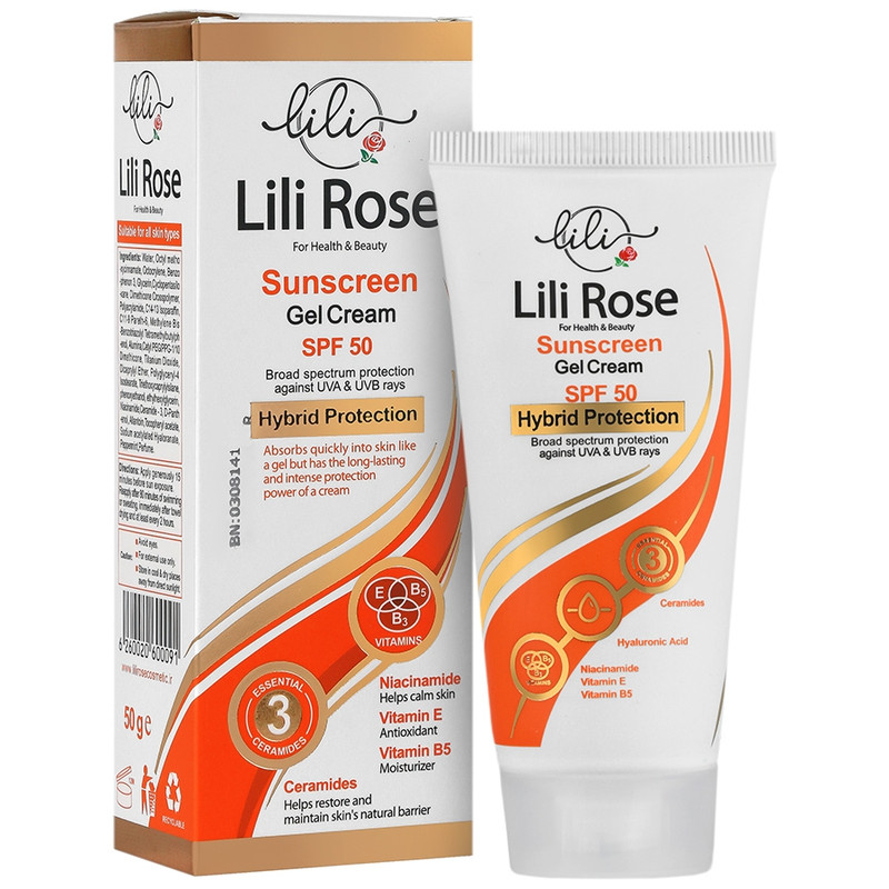 کرم ضد آفتاب بدون رنگ لی لی رز SPF 50 مدل 01 محافظ UVA ،UVB و PA+++، ضد حساسیت، ضد چروک و ضد پیری، مناسب انواع پوست‌ حجم 50 میلی لیتر