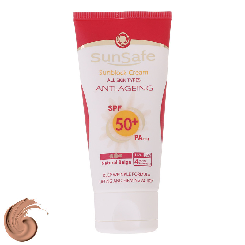 کرم ضد آفتاب رنگی سان سیف SPF 50 مدل ANTI-AGEING-02 ‌مناسب انواع پوست حجم 50 میلی لیتر