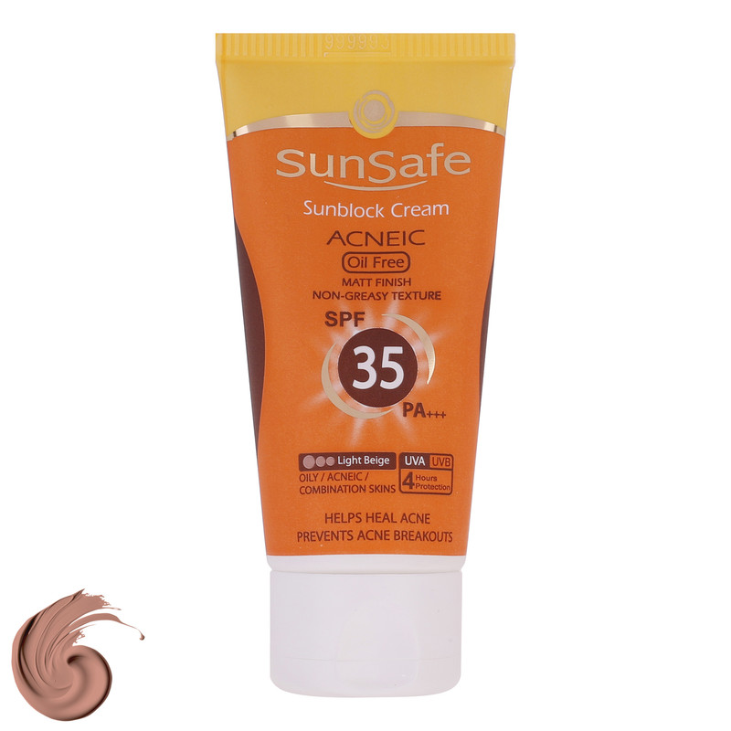 کرم ضدآفتاب و آنتی‌آکنه رنگی سان‌سیف مدل SPF35، مناسب پوست‌های چرب، حجم 50 میلی‌لیتر