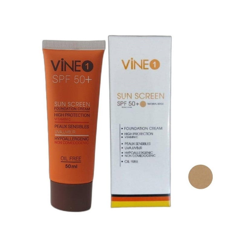 کرم ضد آفتاب رنگی واین وان SPF 50 مدل 01 مناسب پوست های چرب و مختلط حجم 50 میلی لیتر