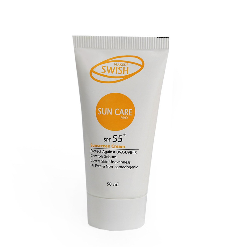 کرم ضد آفتاب  بدون رنگ سوئیش میکاپ مدل SPF 55 مناسب انواع پوست حجم 50 میلی لیتر