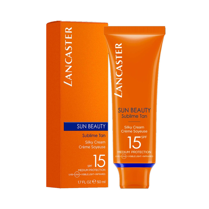 کرم ضد آفتاب بدون رنگ لنکستر SPF 15 مدل SUN BEAUTY مناسب انواع پوست حجم 50 میلی لیتر