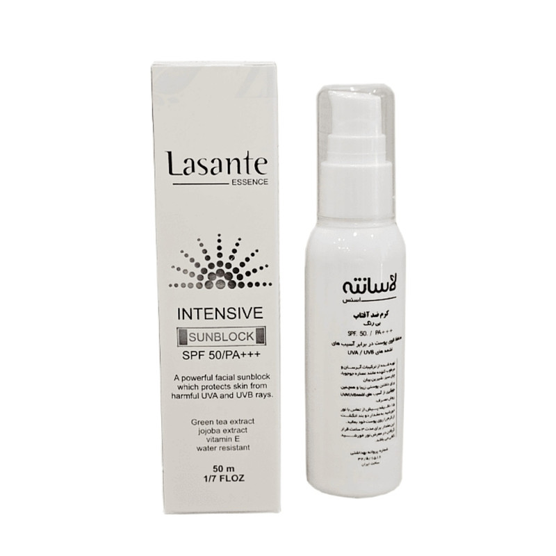 کرم ضد آفتاب بدون رنگ SPF 50 لاسانته مدل شیرین بیان مناسب انواع پوست حجم 50 میلی لیتر