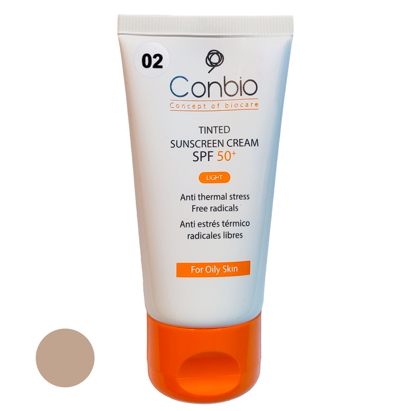 کرم ضد آفتاب رنگی کانبیو SPF 50 مدل 02 ‌محافظ UVA،UVB مناسب برای پوست‌های چرب حجم 50 میلی‌لیتر