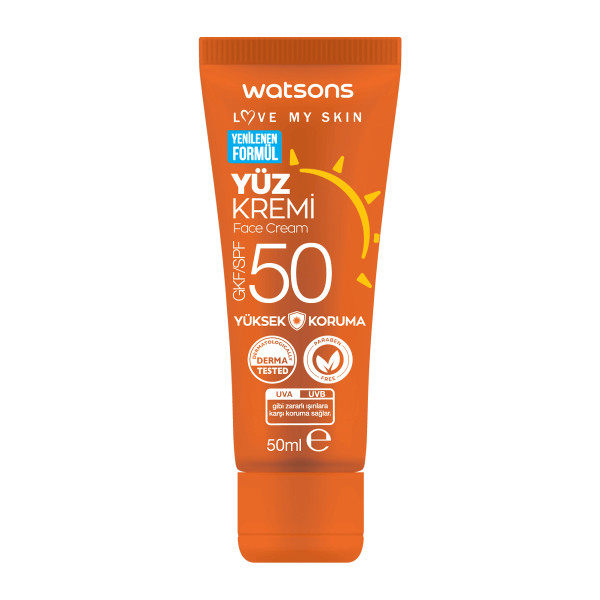 کرم ضد آفتاب بی رنگ واتسونز SPF 50 مدل UVA مناسب انواع پوست حجم 50 میلی لیتر