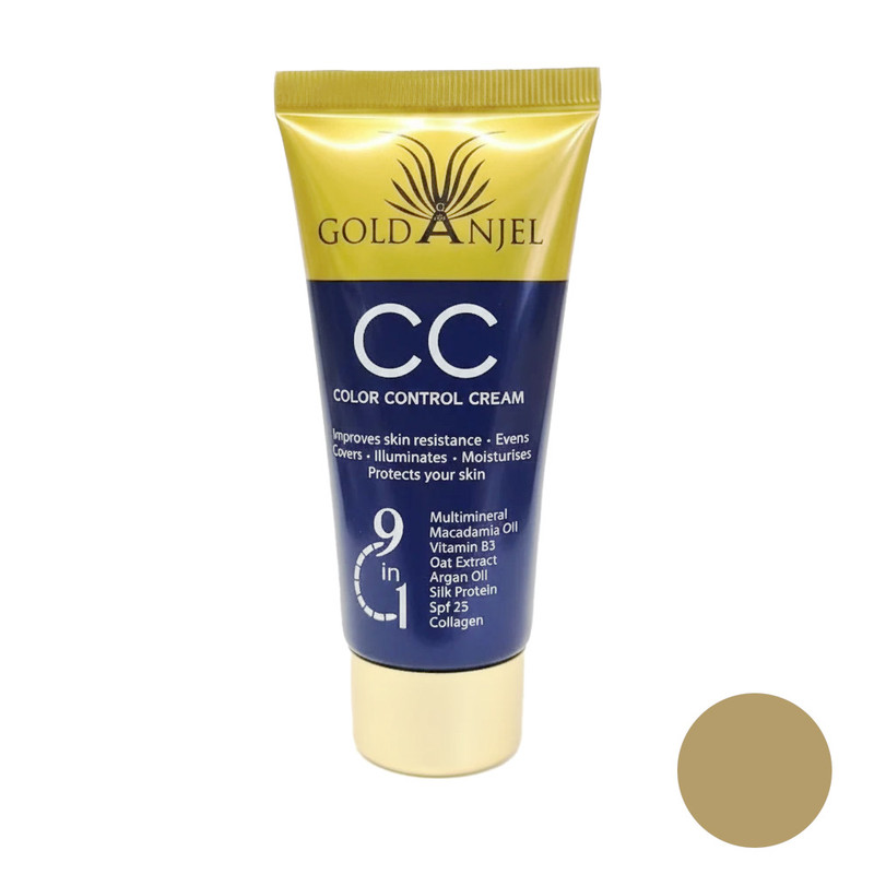 کرم پودر CC مایع SPF 25 گلد آنجل مدل Color Control شماره 03 مناسب برای انواع پوست حجم 60 میلی‌لیتر
