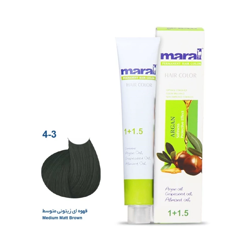 رنگ مو مارال سری زیتونی مدل قهوه ای زیتونی متوسط شماره 4.3 حجم 100 میلی لیتر