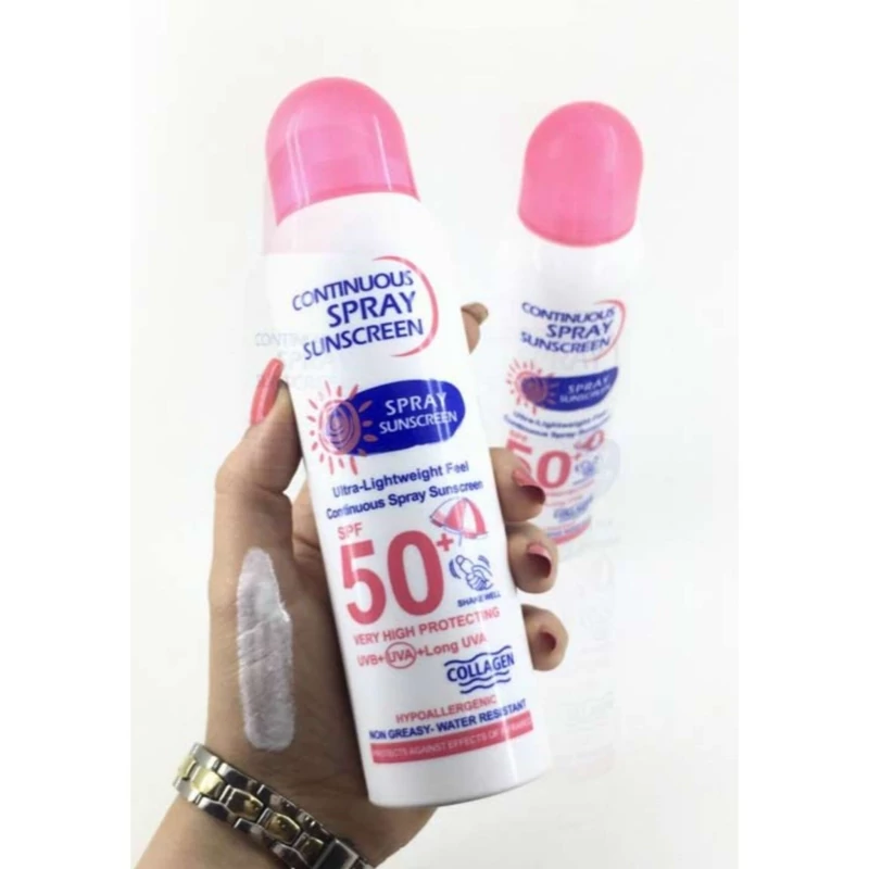 اسپری ضد آفتاب CONTINUOUS حاوی کلاژن با spf 50  اسپری ضد آفتاب کانتینیوز کلاژن دار