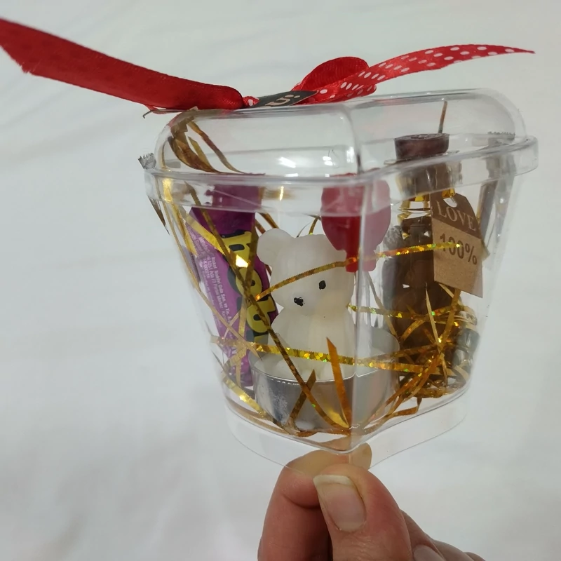 باکس طلقی شمع وشکلات وقهوه ای   شمع خرسی  شکلات  قهوه