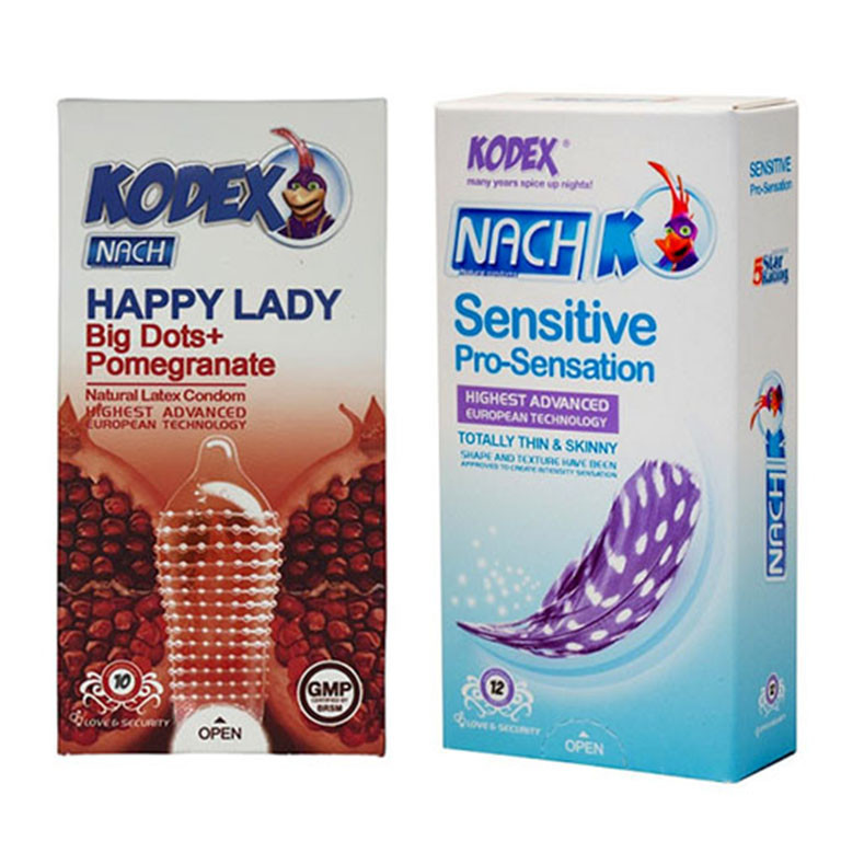 کاندوم ناچ کدکس مدل Sensitive بسته 12 عددی به همراه کاندوم ناچ کدکس مدل Happy lady بسته 10 عددی