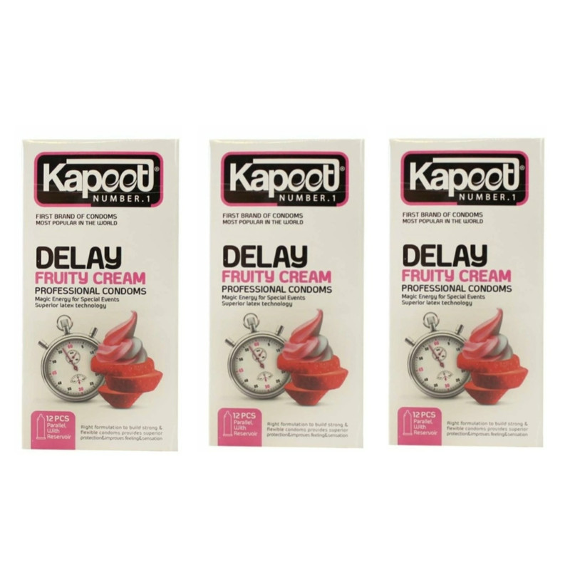 کاندوم تاخیری کاپوت مدل DELAY FRUITY CREAM سه بسته 12 عددی
