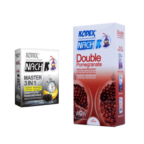کاندوم تاخیری ناچ کدکس مدل DOUBLE بسته 12 عددی به همراه کاندوم تاخیری ناچ کدکس مدل 3ln1 بسته 3 عددی