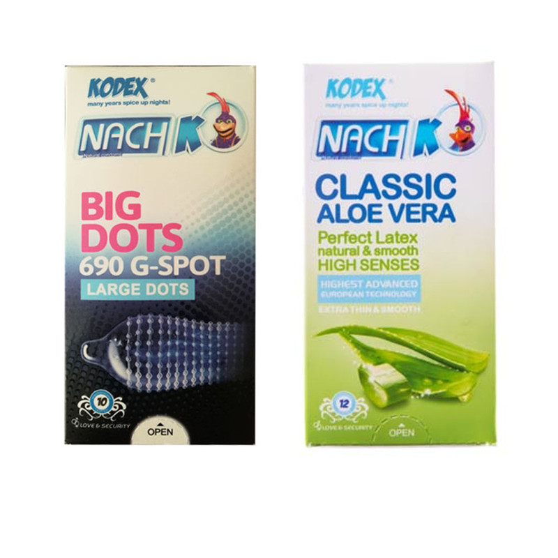 کاندوم ناچ کدکس مدل Big Dots بسته 12 عددی به همراه کاندوم مدل Classic Aloe Vera بسته 12 عددی