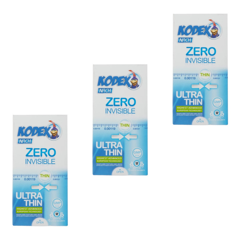 کاندوم ناچ کدکس مدل ZERO INVISIBLE سه بسته 12 عددی