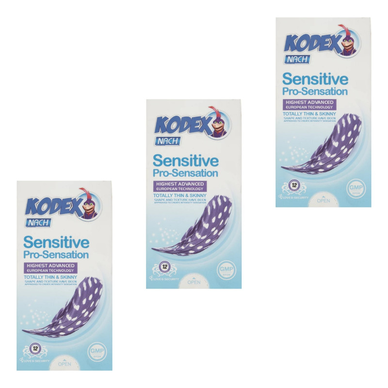 کاندوم ناچ کدکس مدل SENSETIVE سه بسته 12 عددی