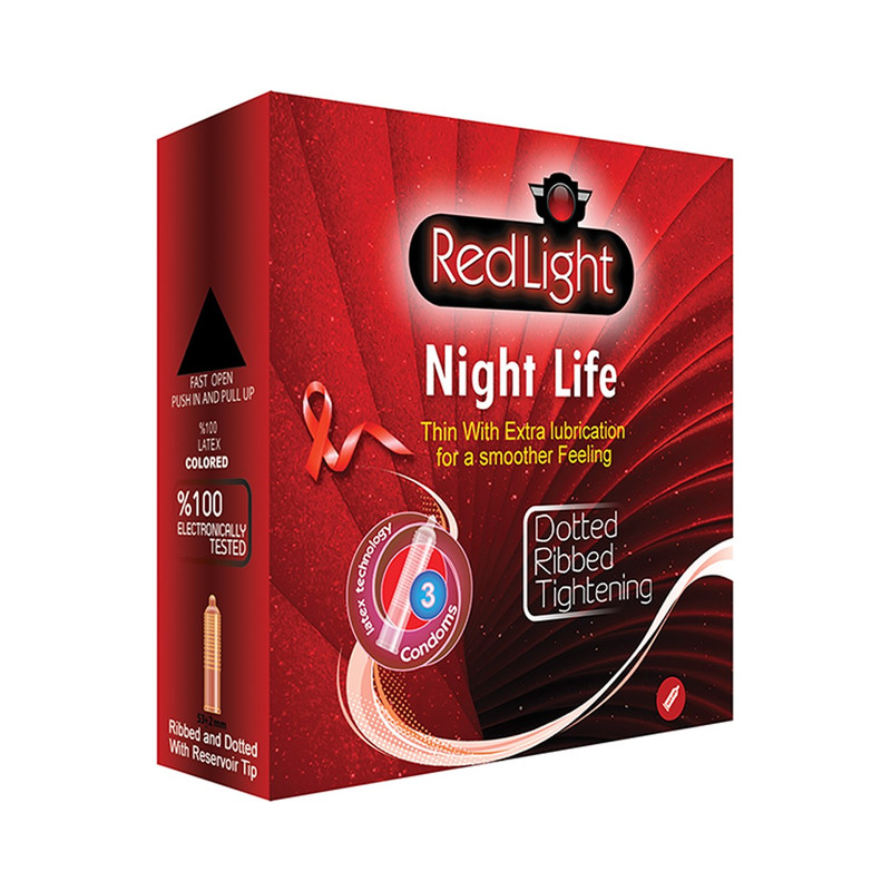 کاندوم ردلایت مدل Night Life بسته 3 عددی