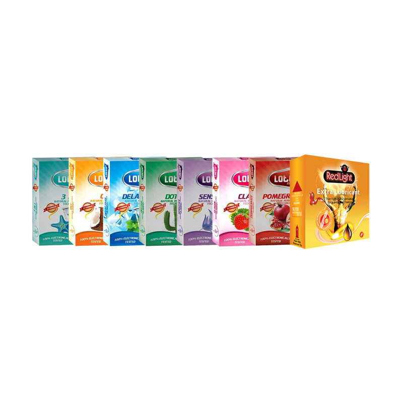 کاندوم لوتوس مدل Mix مجموعه 7 عددی به همراه کاندوم ردلایت مدل Extra Lubricant بسته 3عددی