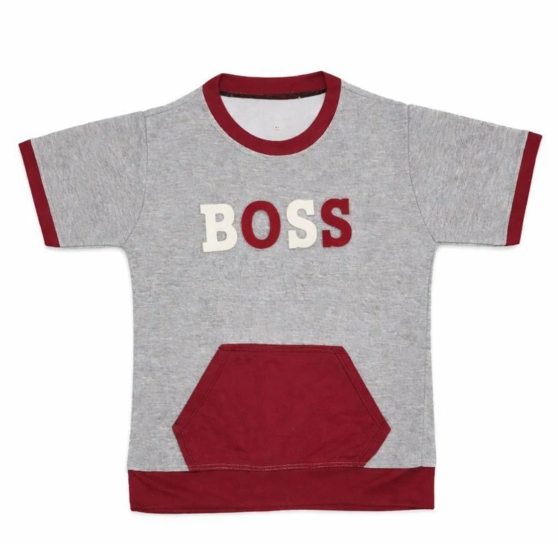 تیشرت پسرانه طرح BOSS جیب کانگورویی