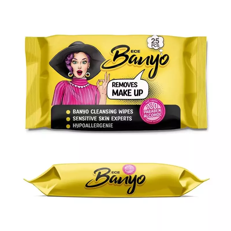 دستمال مرطوب بانیو مدل make up بسته 25 عددی